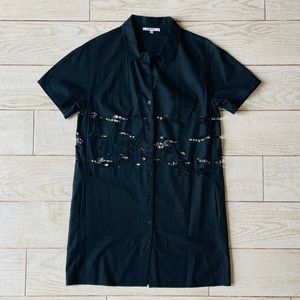 Carven Short Sleeves Mini Dress- size 40- black w cut outs
